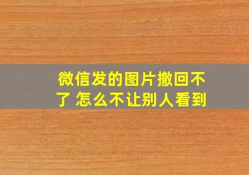 微信发的图片撤回不了 怎么不让别人看到